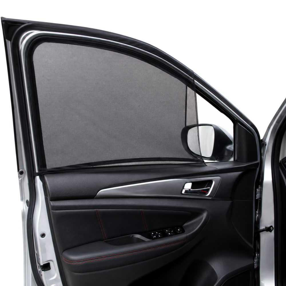 Car Window Sunshades with Mosquito Net, Black, 2 Pcs