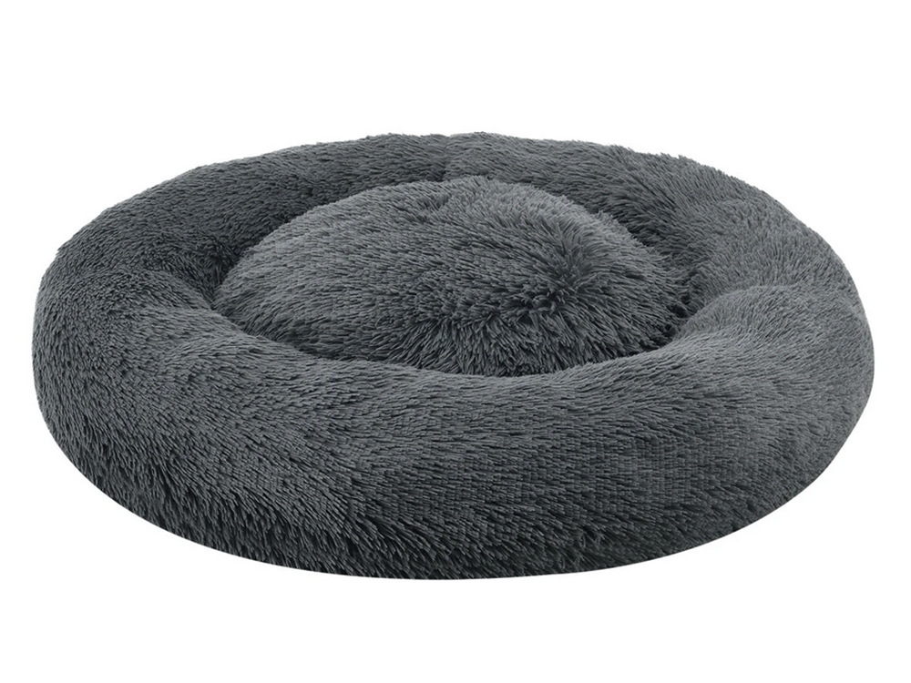 Plush Bed for Dogs and Cats, Dark Grey, 100 cm