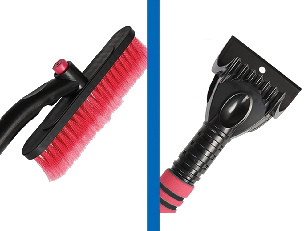 Telescopic Snow Brush and Ice Scraper for Car Windshield, Red