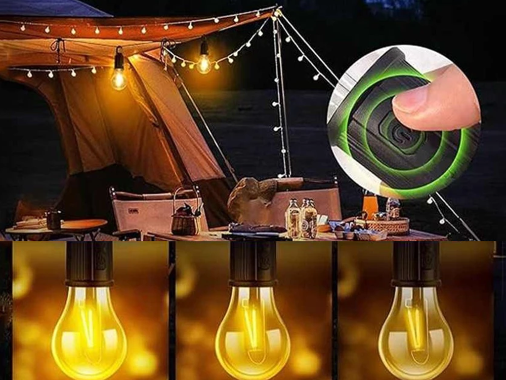 Rechargeable LED Camping Lantern with Hanging Hook 3 Modes USB-C