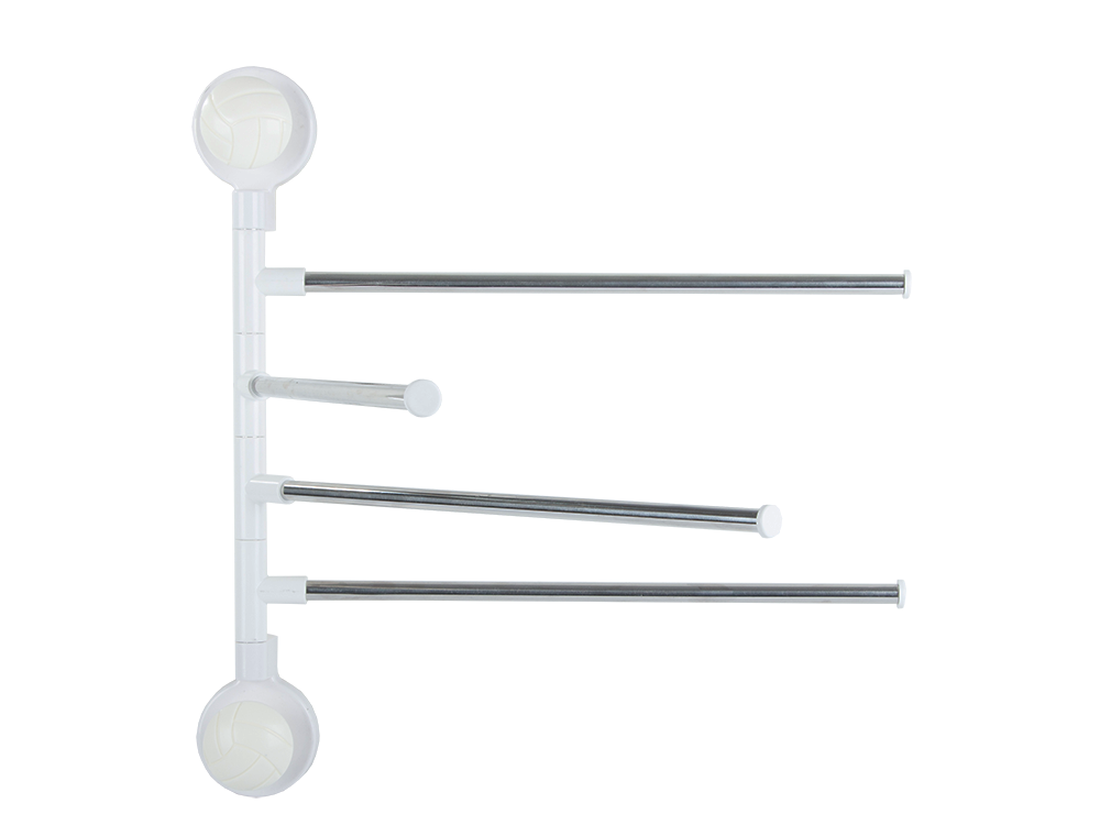 Wall Mounted Swivel Towel Rack with 4 Arms, White
