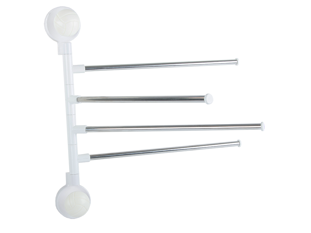 Wall Mounted Swivel Towel Rack with 4 Arms, White