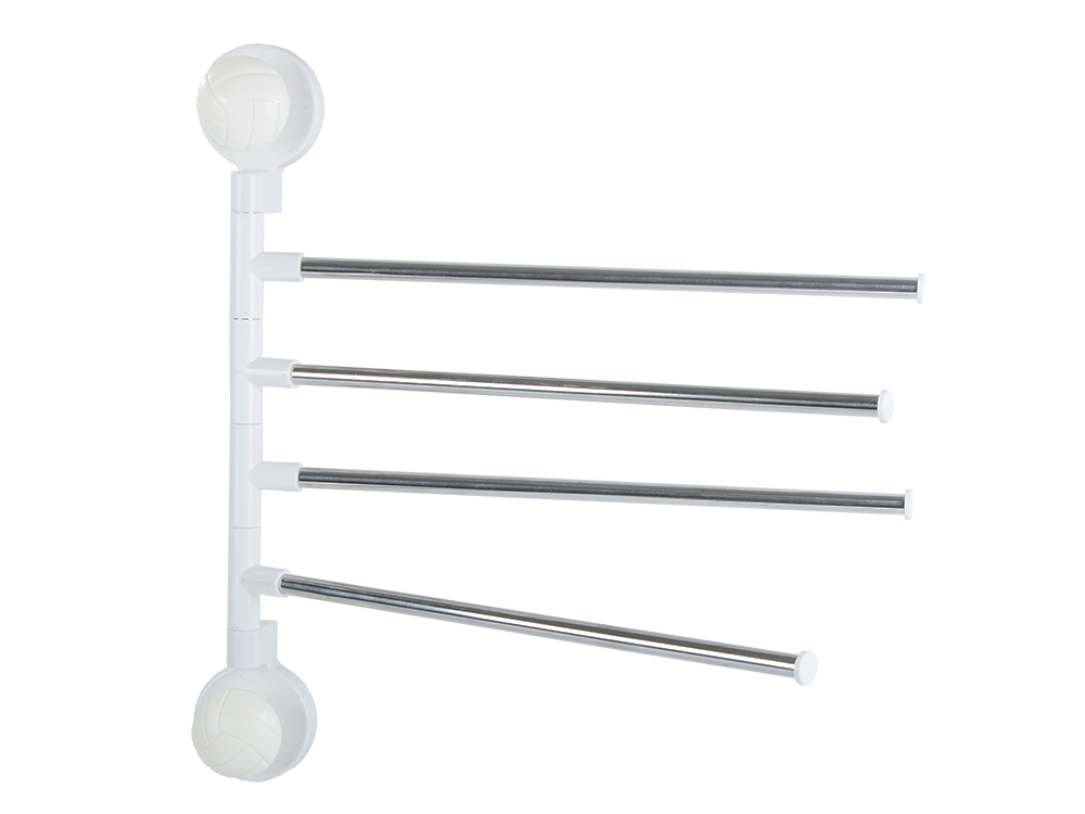 Wall Mounted Swivel Towel Rack with 4 Arms, White