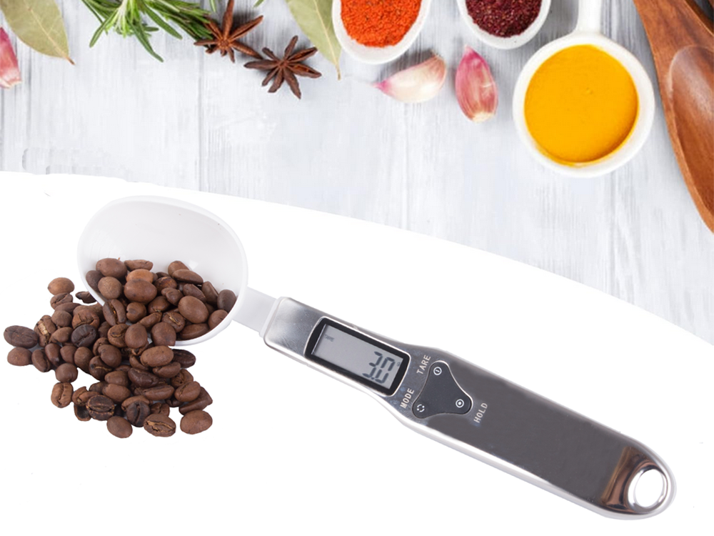 Precise Digital Kitchen Spoon Scale with LCD Display, 500g, white