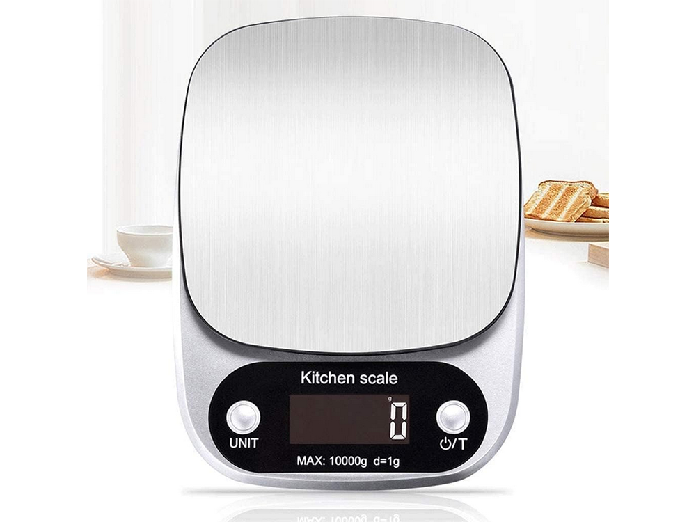 Digital Kitchen Scale with LCD Display, 10kg Capacity 1g Precision, Silver
