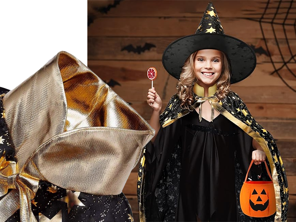 Wizard Costume for Halloween with Star Cape and Pointed Hat