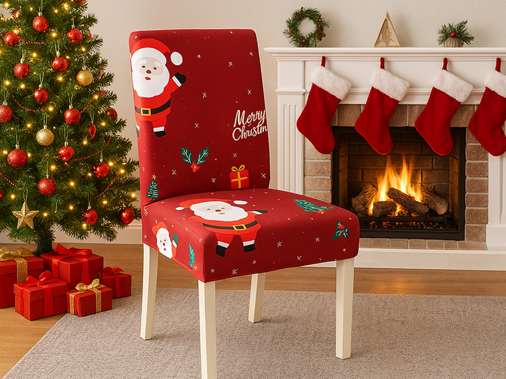 Universal Christmas Santa Claus Chair Cover with Elastic Band