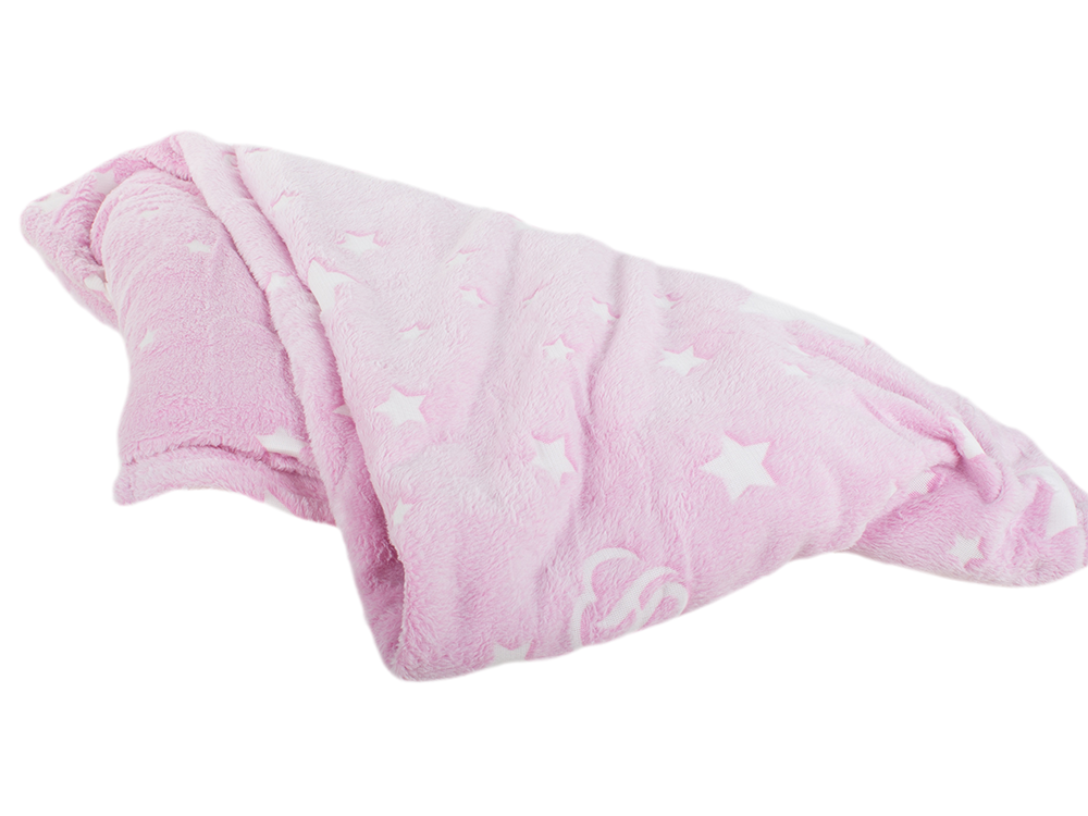 Soft Throw Blanket / Bedspread with Glow-in-the-Dark Stars, 150x180 cm, Pink
