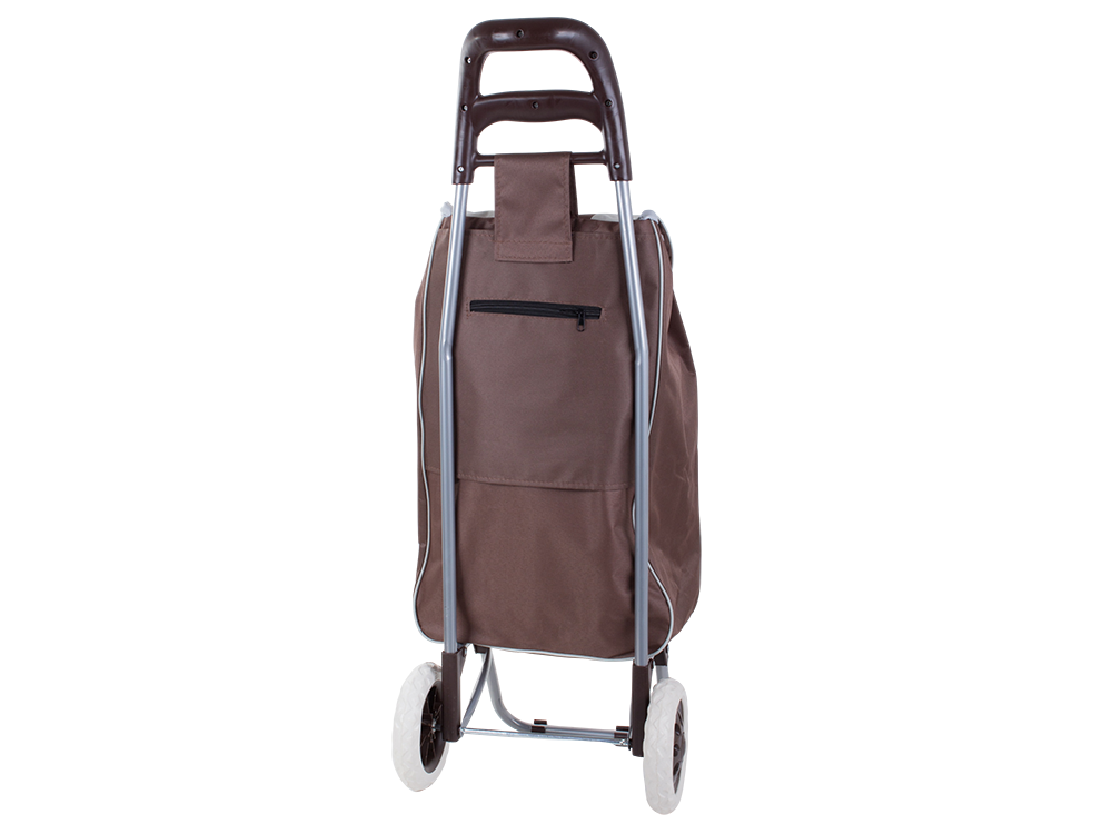 Foldable Shopping Trolley with Large Wheels, Brown