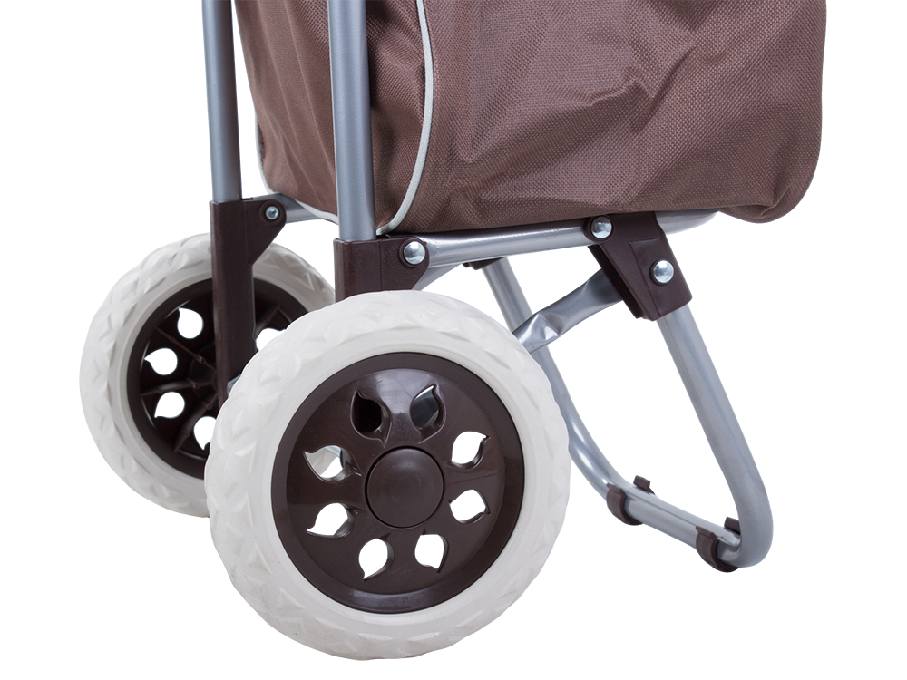 Foldable Shopping Trolley with Large Wheels, Brown