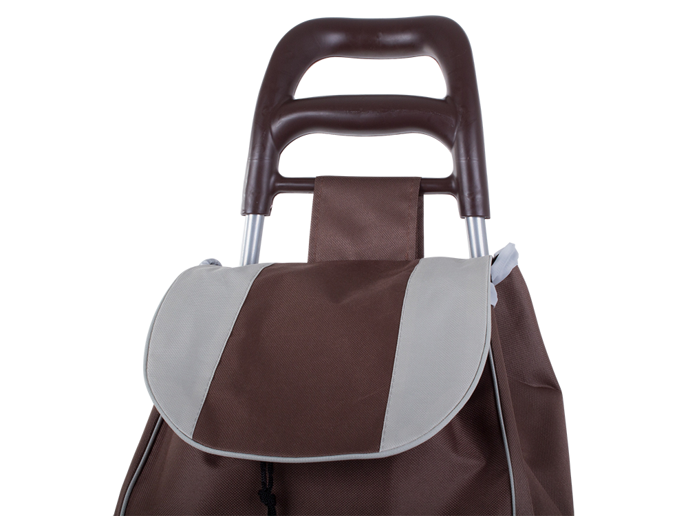 Foldable Shopping Trolley with Large Wheels, Brown