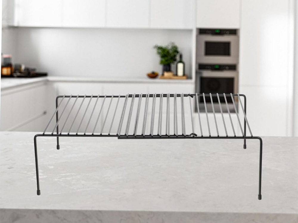 Adjustable Metal Kitchen Shelf Organizer, Black