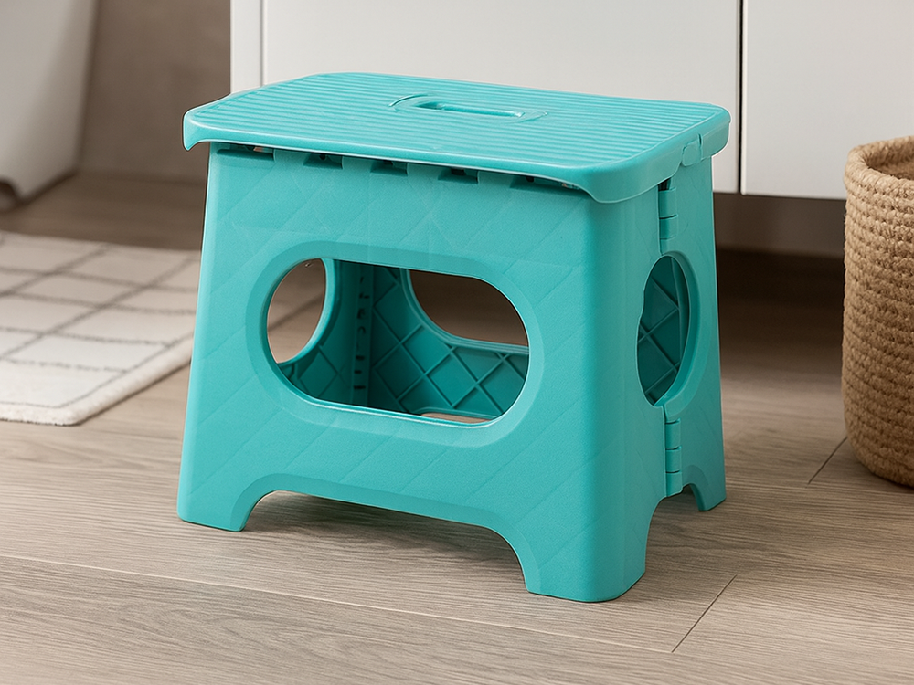 Durable Folding Plastic Step Stool with Handle for Kitchen and Travel, Different colors