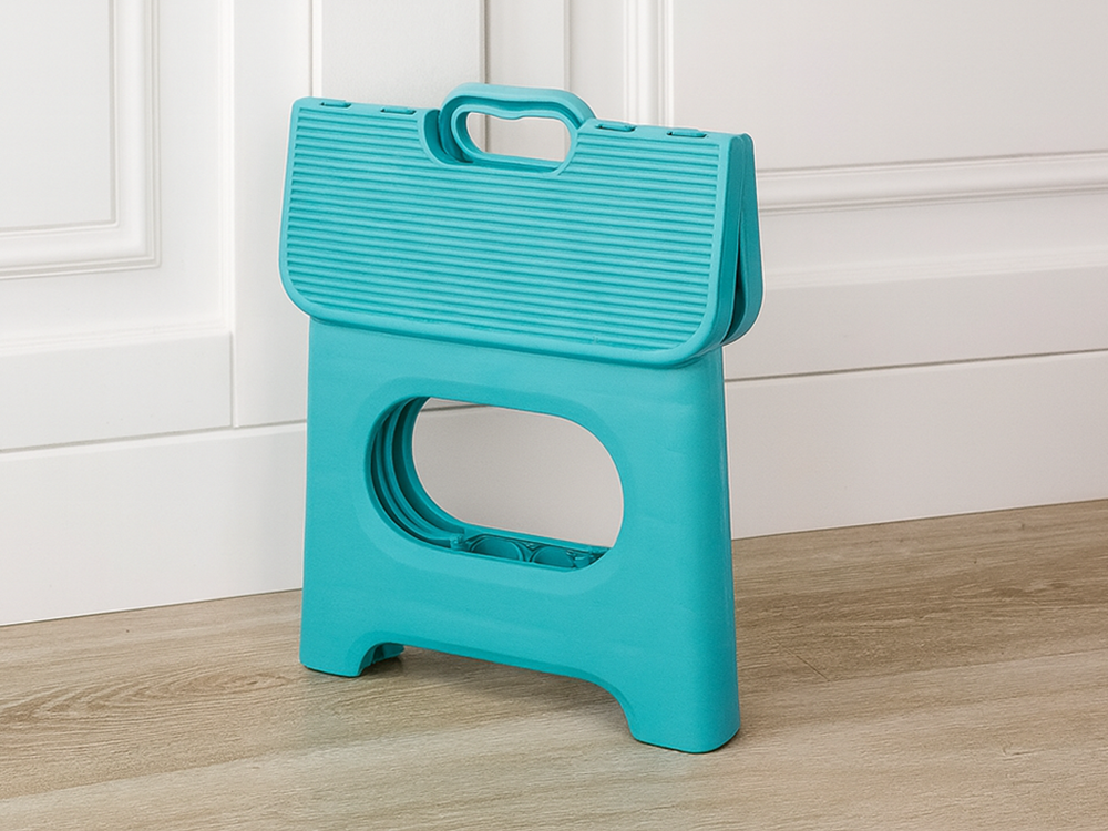 Durable Folding Plastic Step Stool with Handle for Kitchen and Travel, Different colors