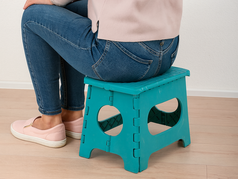 Durable Folding Plastic Step Stool with Handle for Kitchen and Travel, Different colors