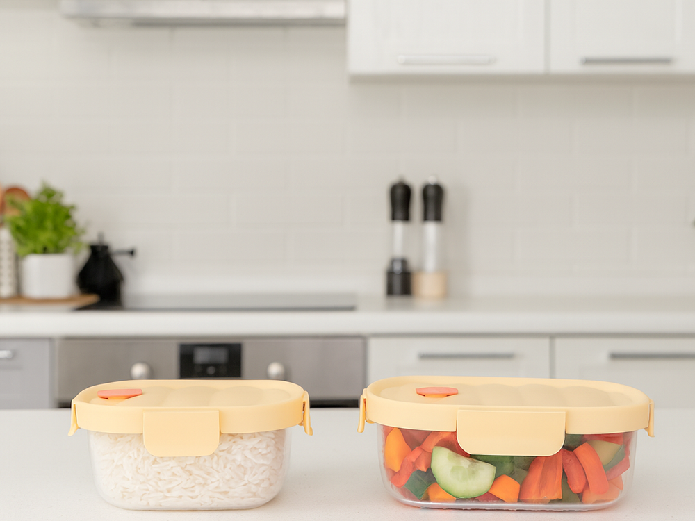 Heat-Resistant Glass Food Container Set with Thermal Bag, 2 Pcs, Yellow