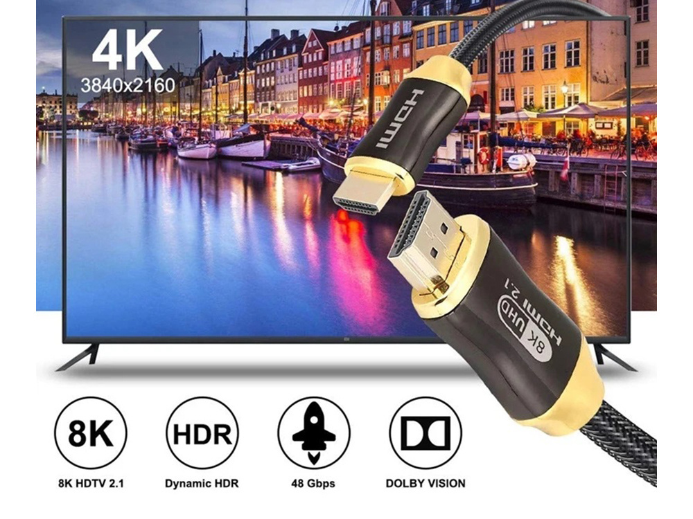 Ultra High Speed HDMI 2.1 Cable 8K 60Hz 4K 120Hz, Gold-Plated, 2m (1)