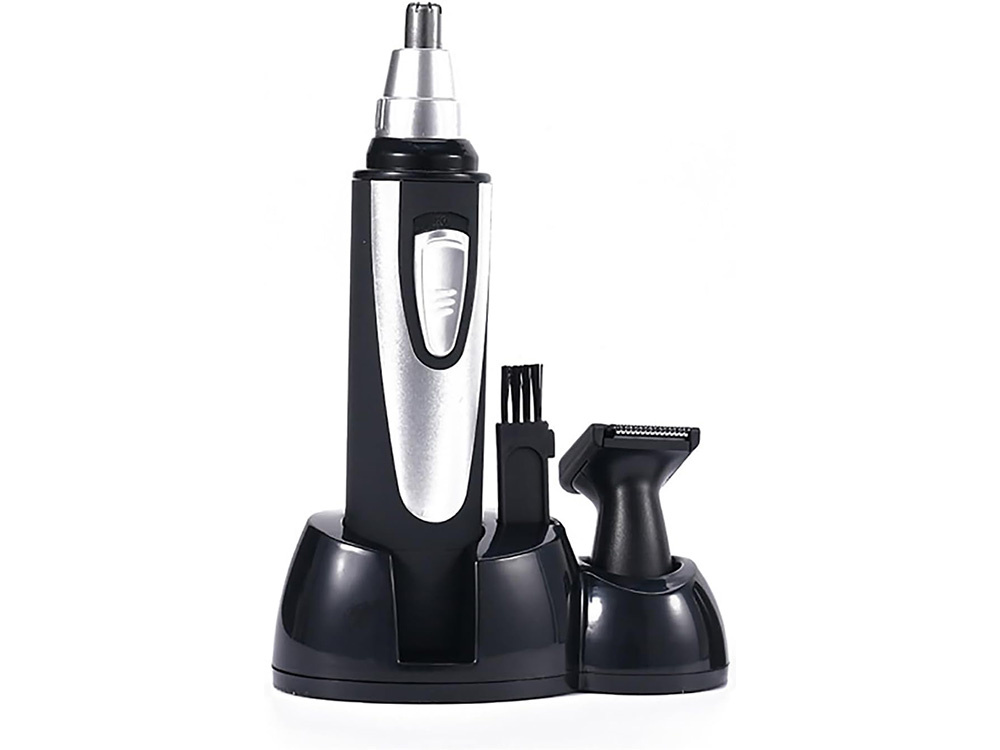 2-in-1 Nose, Ear, and Beard Trimmer Grooming Kit, Silver & Black (2)