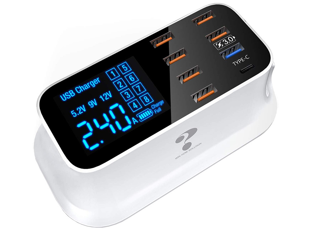 8-Port USB Fast Charging Station with QC 3.0 and USB-C, 40W, white (3)