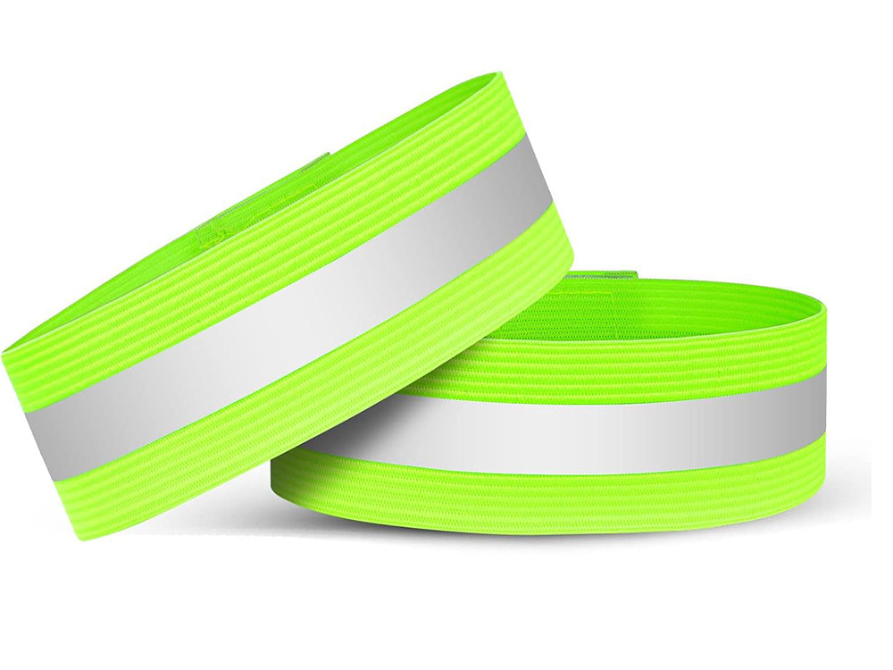 Reflective Bands 2 Pack, High Visibility Armbands for Running and Cycling, Neon Green (1)