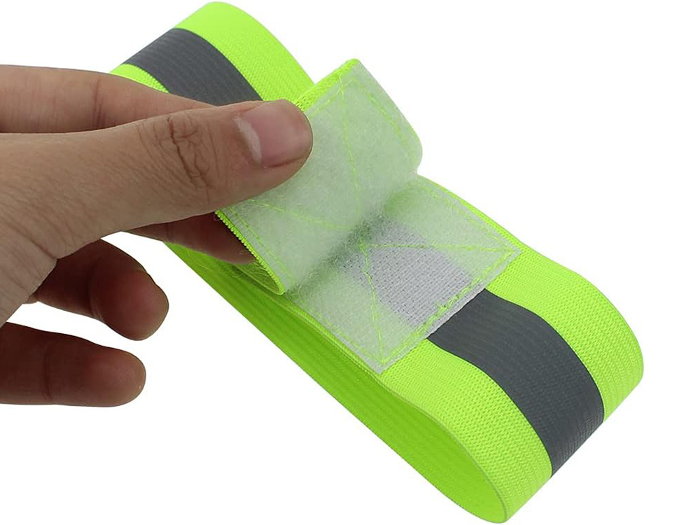 Reflective Bands 2 Pack, High Visibility Armbands for Running and Cycling, Neon Green (2)