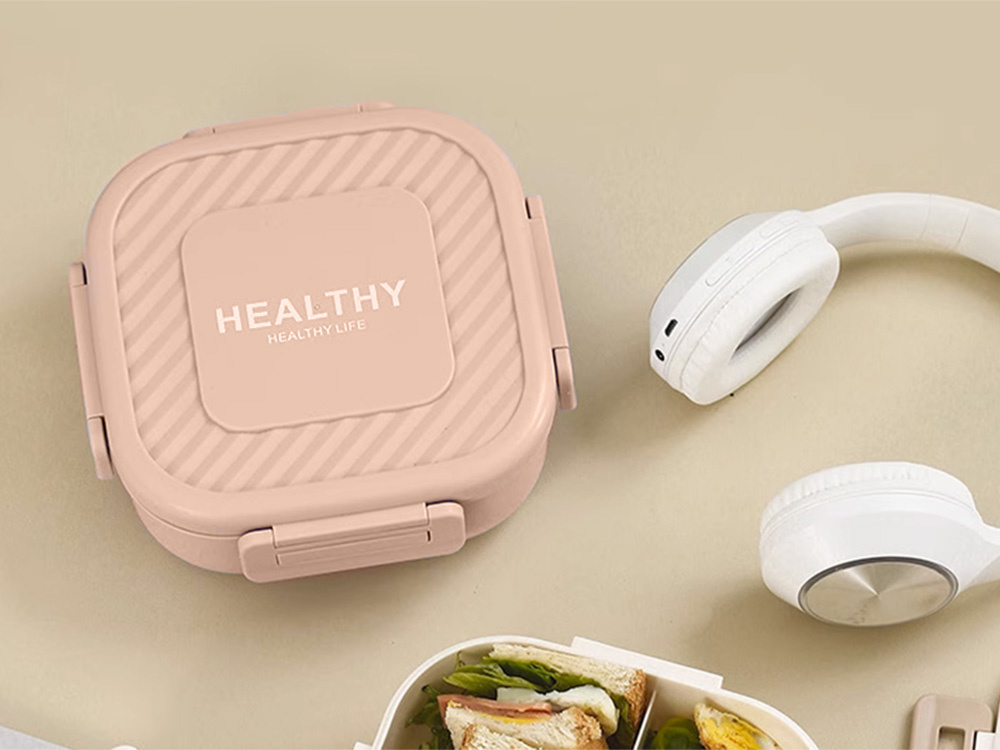 Bento Lunch Box with 3 Compartments and Utensils for Adults & Kids, Pink