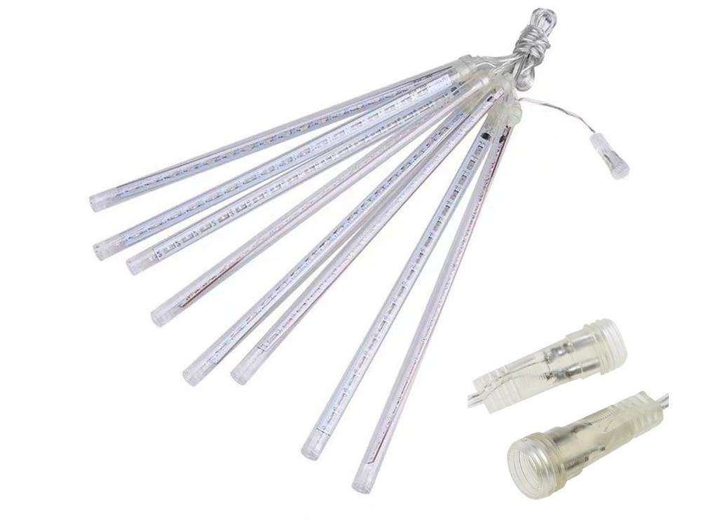 Meteor Shower LED Lights 50cm 8 Tubes IP44 Waterproof, Cool White