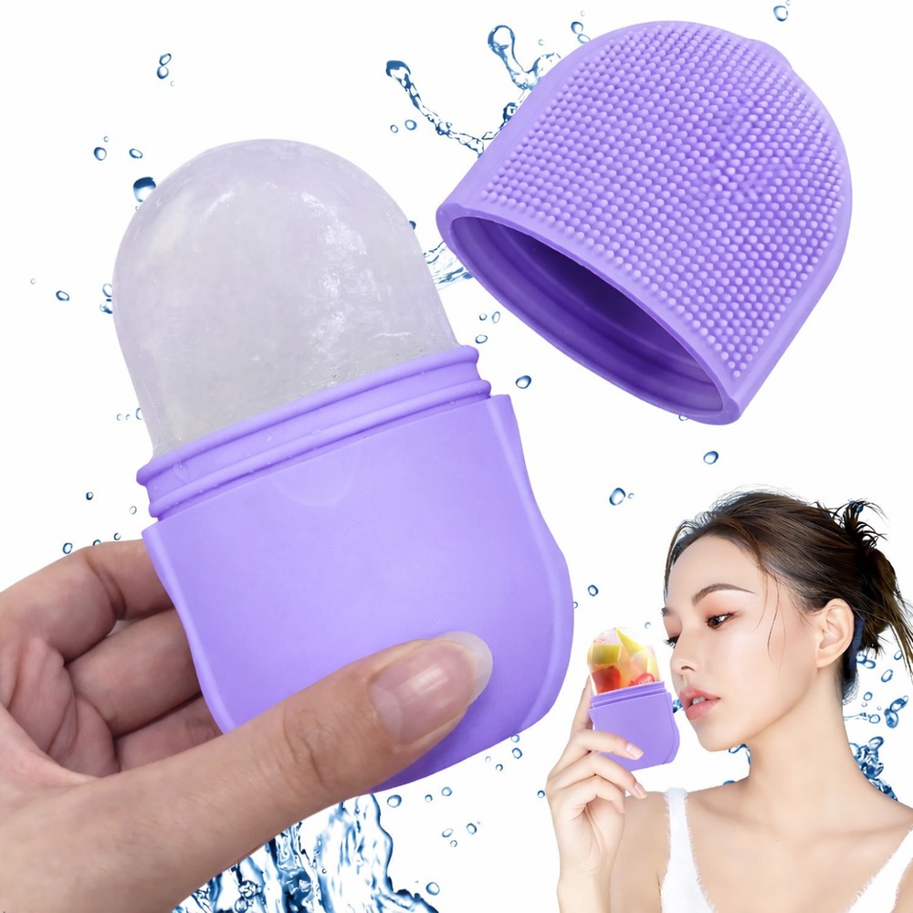 Silicone Ice Roller for Face to Reduce Puffiness and Soothe Skin, Purple