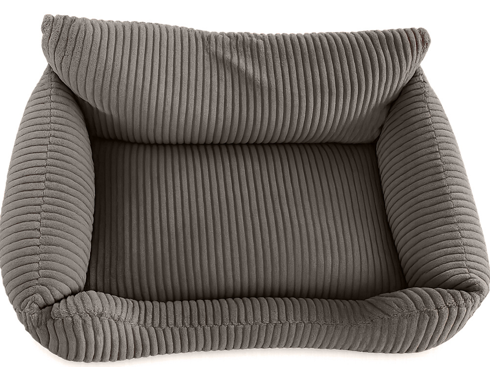 Soft Corduroy Dog Bed for Small Medium Dogs and Cats, Washable Cover, Non-Slip, M, Beige