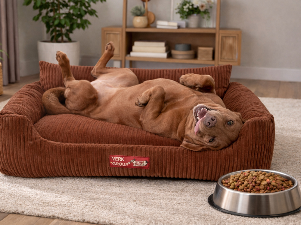 Soft Corduroy Dog and Cat Bed L (84 x 65 cm), Brown