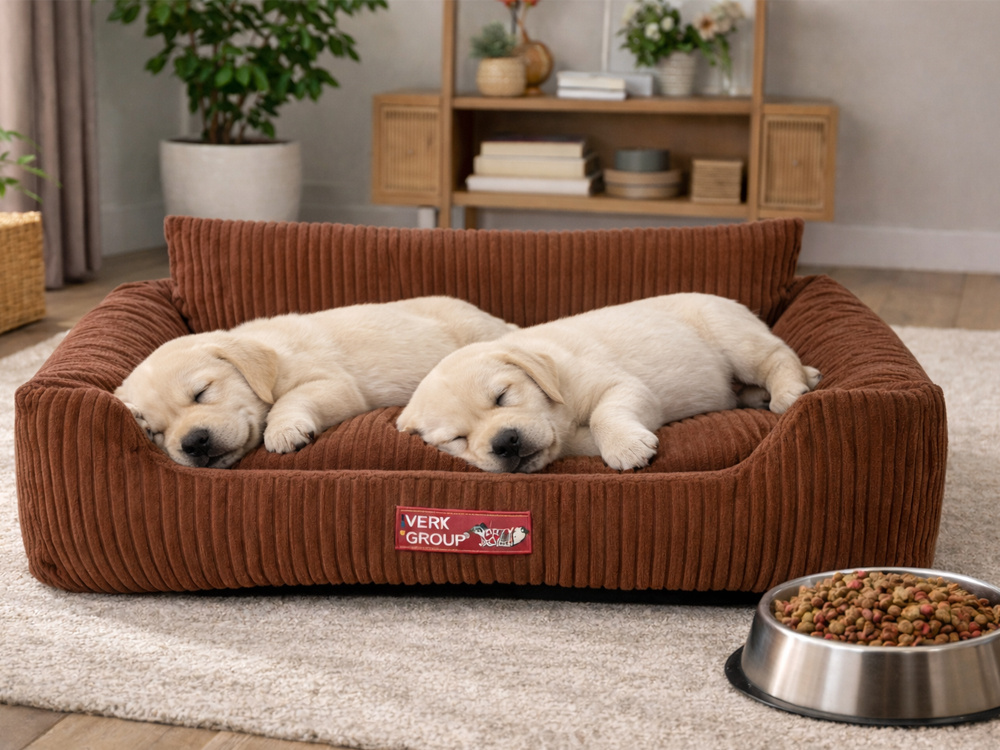 Soft Corduroy Dog and Cat Bed L (84 x 65 cm), Brown