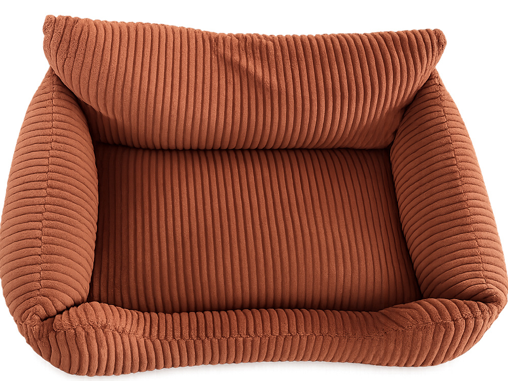 Soft Corduroy Dog and Cat Bed M (60x45cm), Brown
