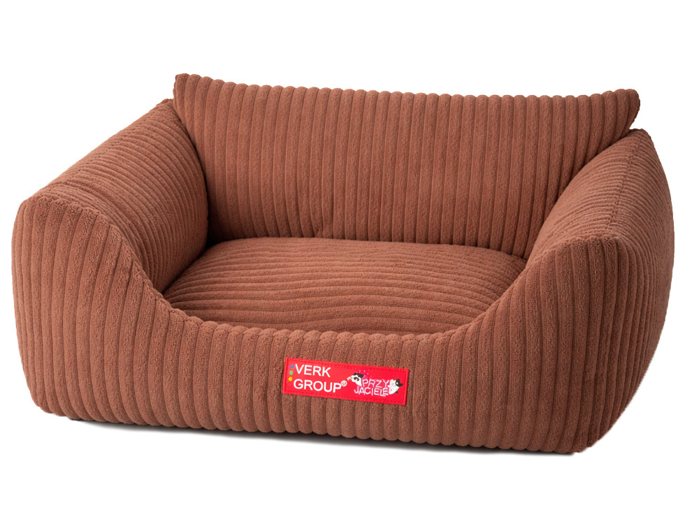 Soft Corduroy Pet Bed for Small Dogs and Cats with Non-Slip Bottom, Size S, brown