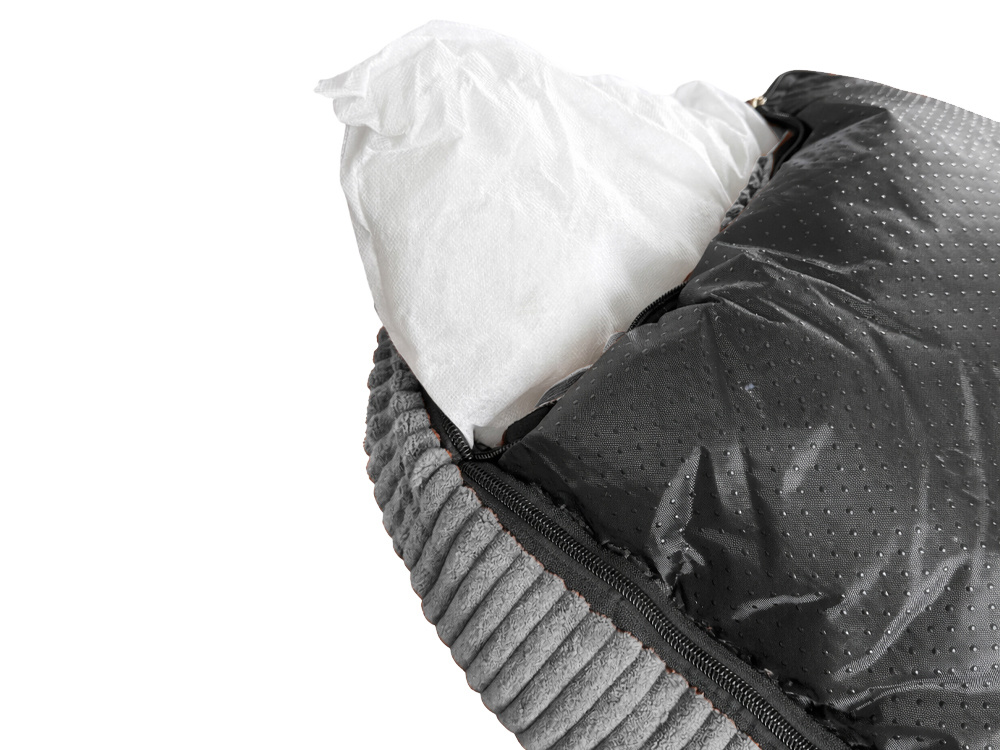 Soft Corduroy Pet Bed for Dogs and Cats, Non-Slip Base, Size M, Light Gray