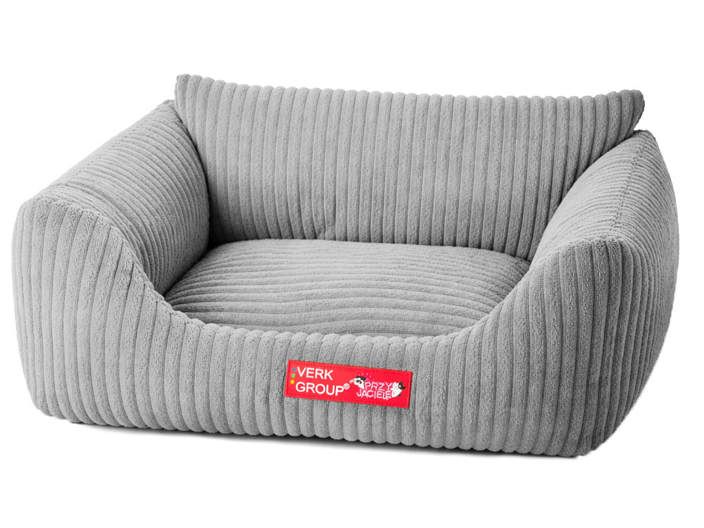 Soft Corduroy Pet Bed for Dogs and Cats, Non-Slip Base, Size M, Light Gray