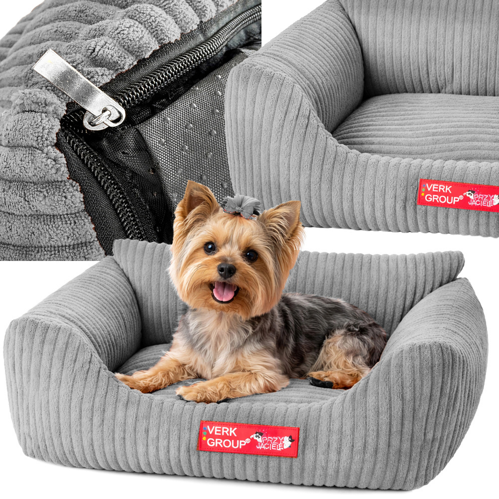 Soft Corduroy Pet Bed for Small Dogs and Cats, Non-Slip Calming Bed S, Light Gray