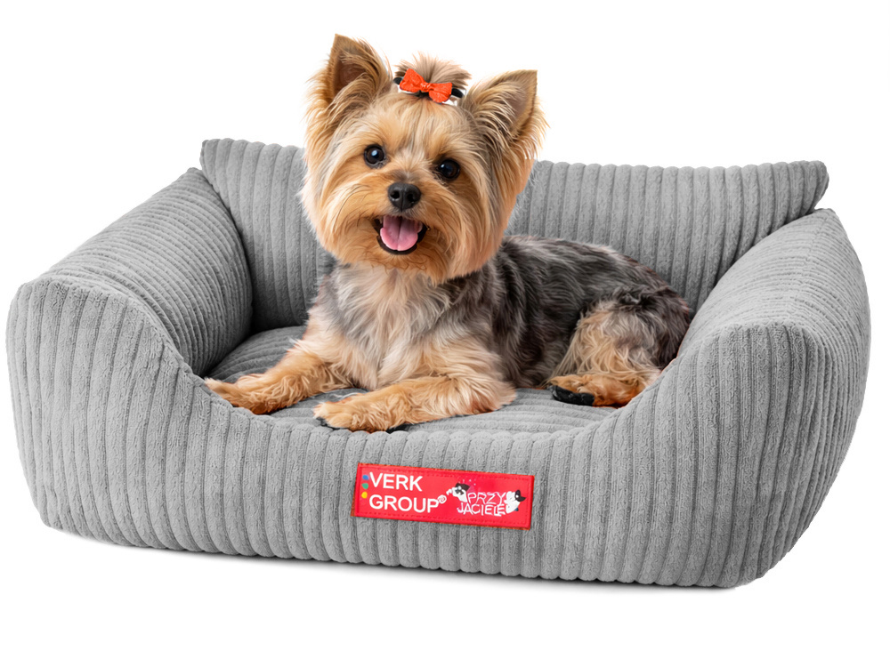 Soft Corduroy Pet Bed for Small Dogs and Cats, Non-Slip Calming Bed S, Light Gray