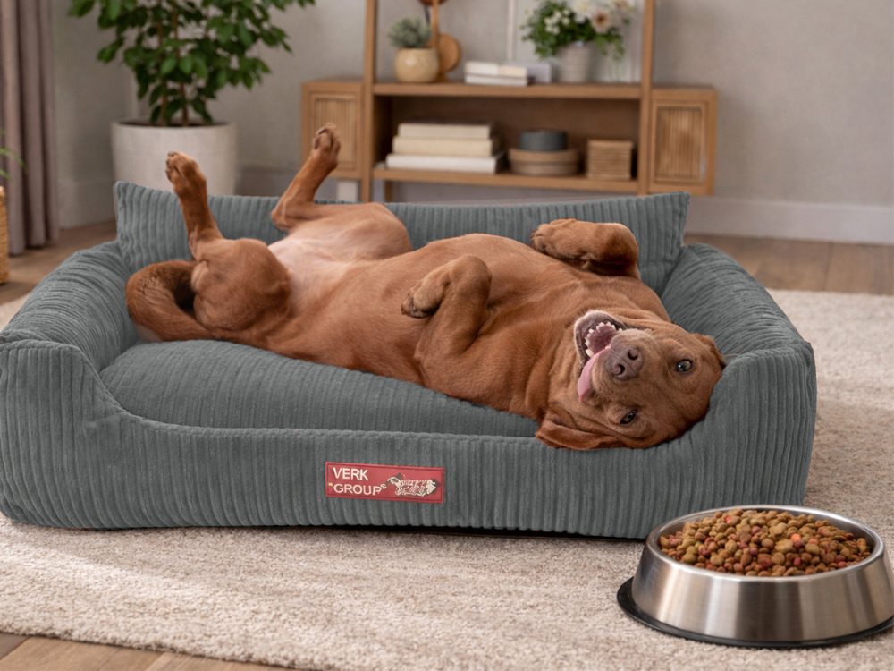 Soft Corduroy Dog and Cat Bed, Anti-Slip Pet Sofa, Size L, 84x65cm
