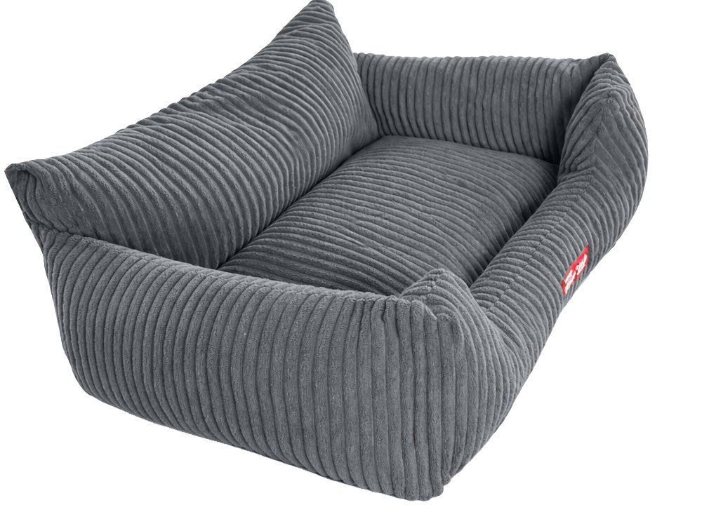 Soft Corduroy Dog and Cat Bed, Size M, 60x45cm, Dark Grey