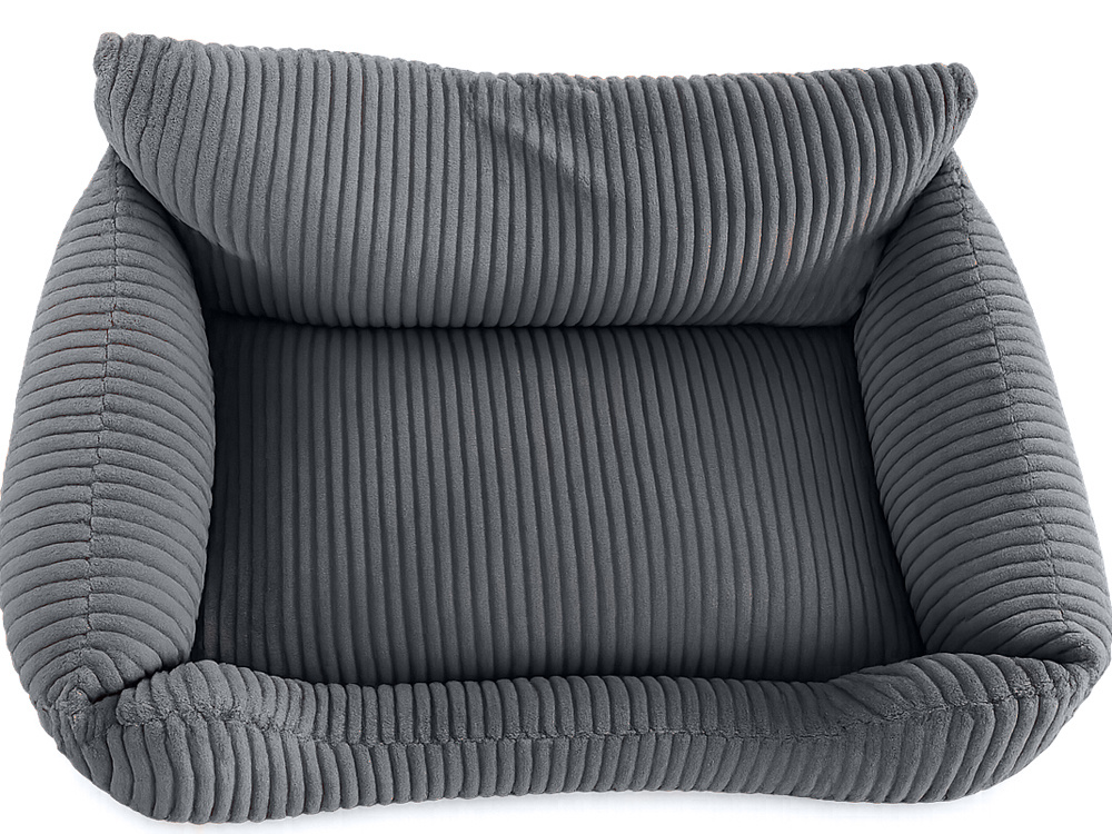 Soft Corduroy Dog and Cat Bed, Size M, 60x45cm, Dark Grey