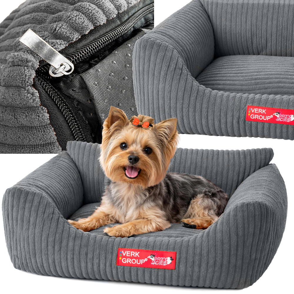 Soft Corduroy Pet Bed for Small Dogs and Cats S, Non-Slip Washable, dark gray
