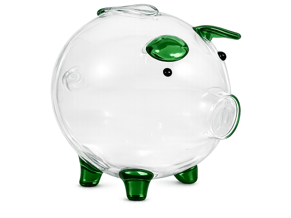 Small Glass Piggy Bank for Coins and Bills, Clear Money Saving Jar for Adults, Gift Idea