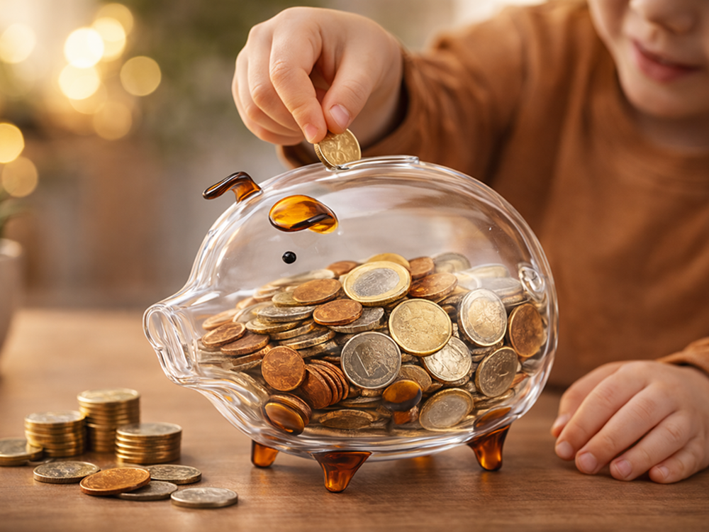 Large Glass Piggy Bank for Adults and Kids Clear Money Saving Jar for Coins and Bills