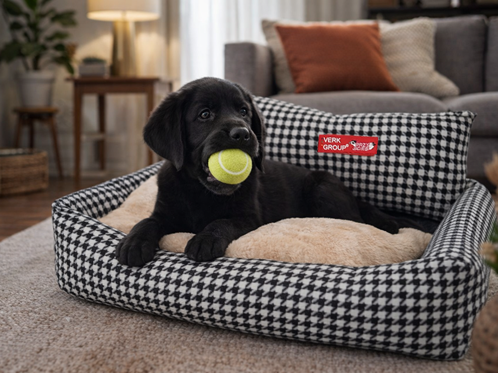 Soft Plush Pet Bed for Small and Medium Dogs, Comfortable Calming Lounger with Non-Slip Base
