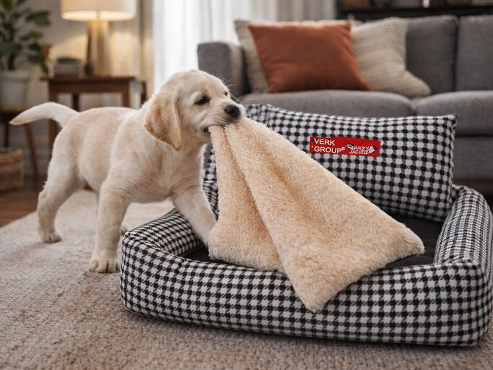 Soft Plush Pet Bed for Small and Medium Dogs, Comfortable Calming Lounger with Non-Slip Base