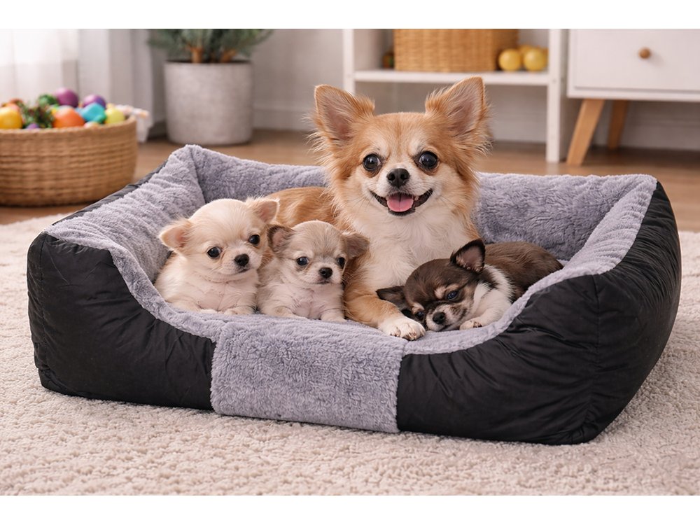 Plush Sofa Dog Bed for Small and Medium Dogs with Washable Cover, 35.4x27.5 in