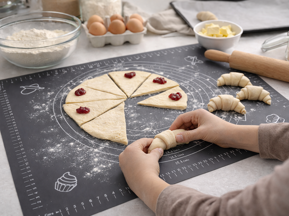 Silicone Pastry Mat 50x40 cm Non-Slip Dough Rolling Board, Grey (2)