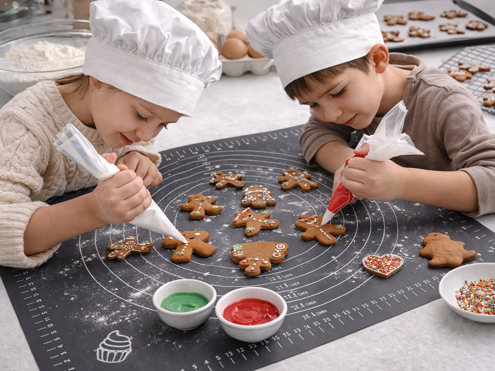 Silicone Pastry Mat 50x40 cm Non-Slip Dough Rolling Board, Grey (3)