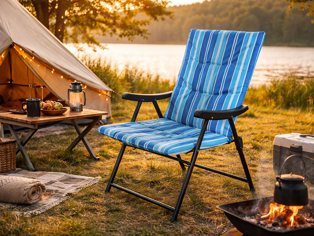 Lightweight Folding Camping Chair with Padded Seat for Beach and Garden