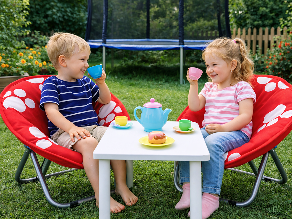 Kids Folding Camping Moon Chair for Garden and Patio, Red